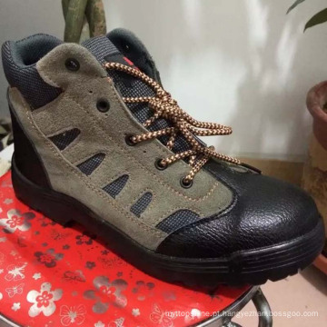 Toe de aço industrial PU / couro único de segurança trabalhando sapatos de trabalho